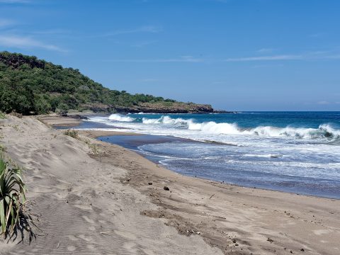 Rugged south coast of Flores Island meeting the deep blue Savu Sea, Indonesia